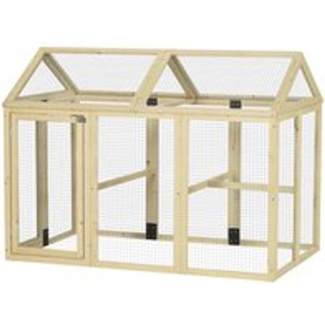 PawHut Chicken Run, Wooden Chicken Coop w/ Combinable Design-Natural Wood Finish