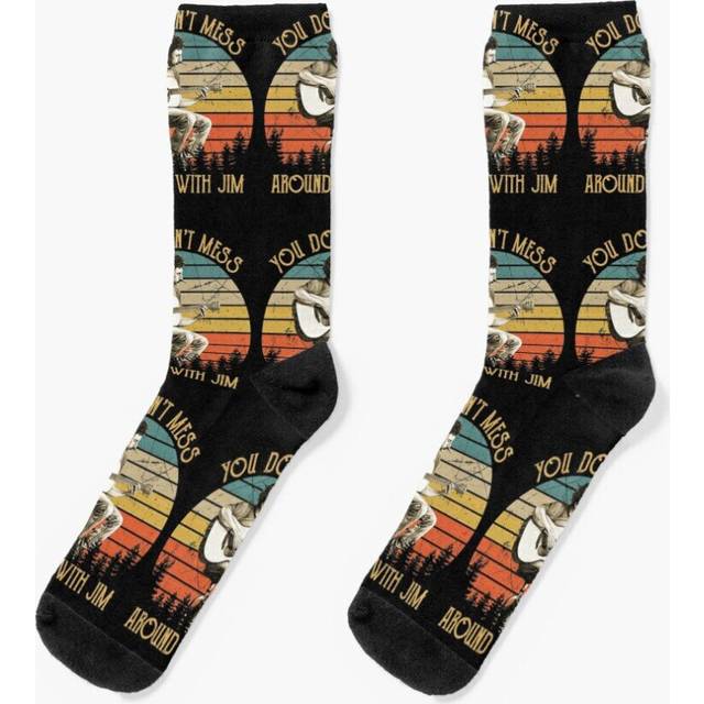 Dress Socks Vintage Jim Croce You Don't Mess Around With Jim Novelty Fancy Crazy Pattern Crew Casual for Men Women