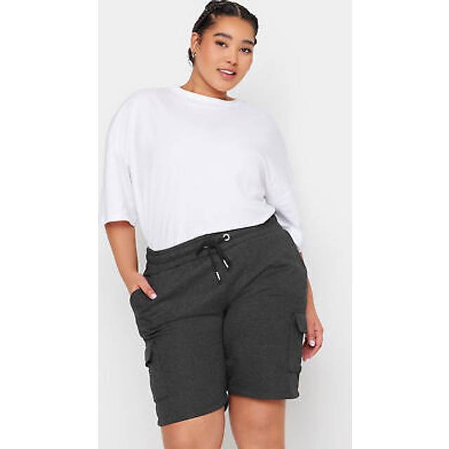 Yours Curve Charcoal Grey Cargo Jogger Shorts, Women's Curve & Plus Size, Yours - 16
