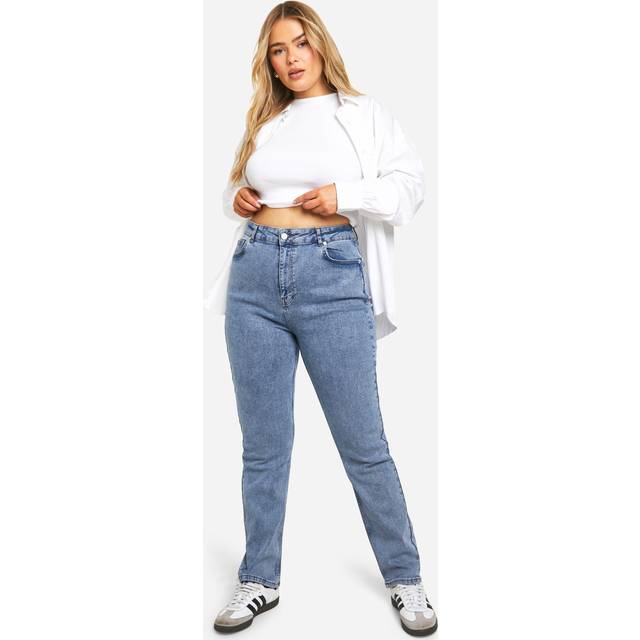 Womens Plus Dark Wash Skinny Mom Jeans - Grey - 28, Grey