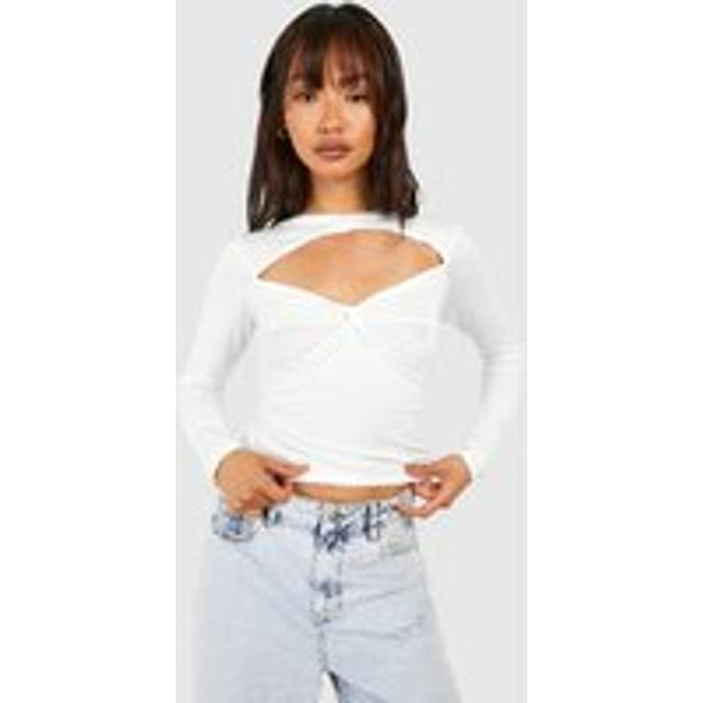 Womens Twist Cut Out Jean Grazer T-shirt - White - 16