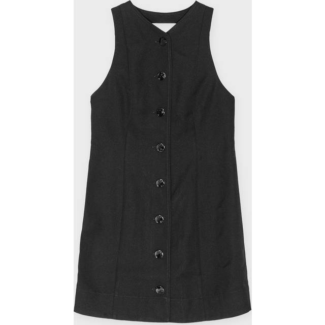 Ganni, Short Dresses, female, Black, M, Black Mini Dress with V-Neck
