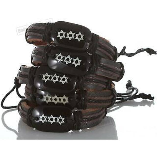 1 brown jewish god sacred star david bangle leather bracelet spiritual charm