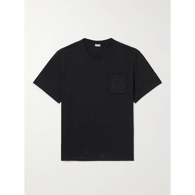 LOEWE - Logo-Embroidered Cotton-Jersey T-Shirt - Men - Black - S