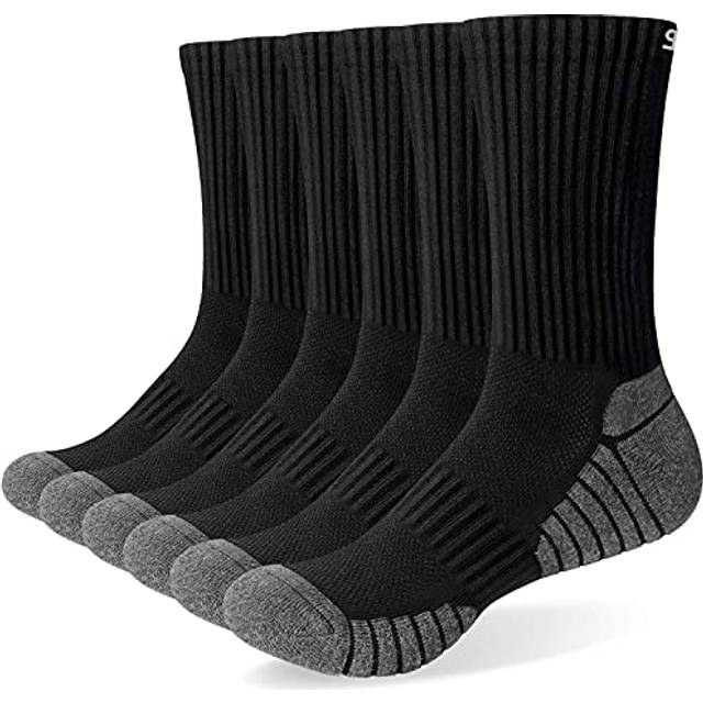 Mens Socks 6 Pairs Wicking Breathable Cushion Comfortable Casual Crew Socks Outdoor Multipack Performance Hiking Trekking Walking Athletic Socks