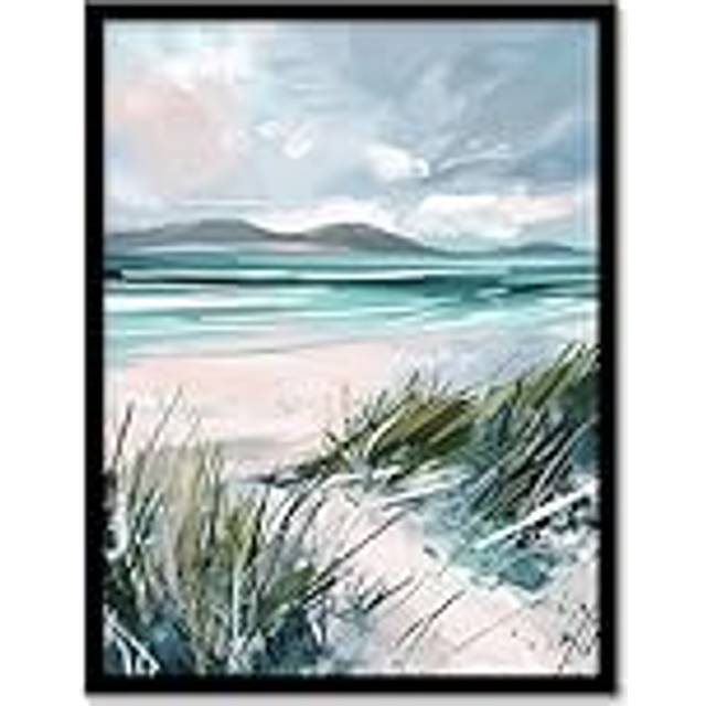 Path to Luskentyre Beach Isle of Harris Scotland Framed Art Print - Blue - A4