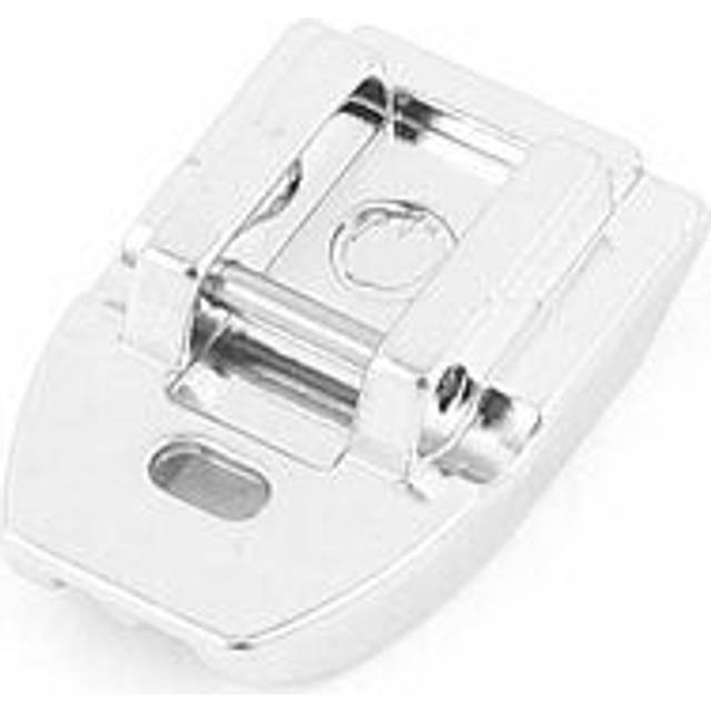 Sewing machine metal snap in invisible concealed zipper presser foot silver tone