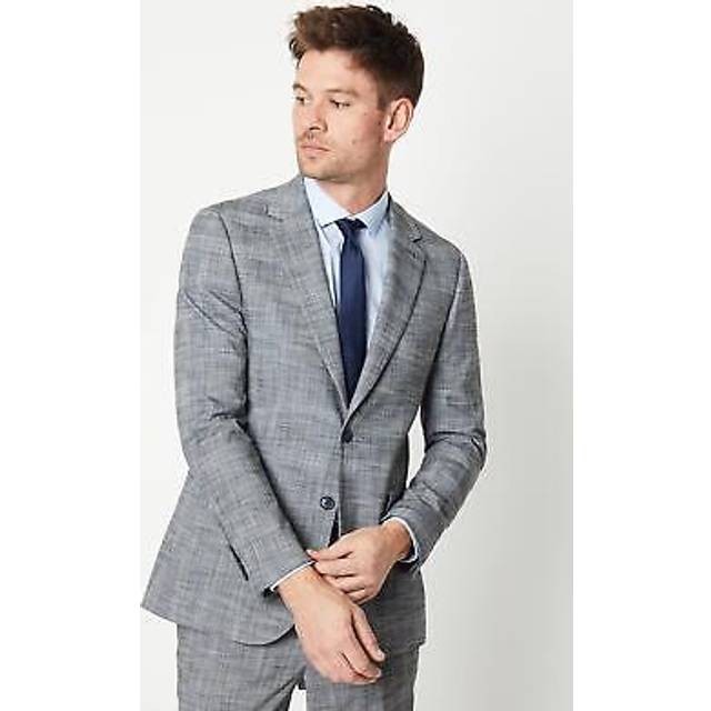 Mens Slub Textured Wedding Suit Jacket - Neutral - 38R