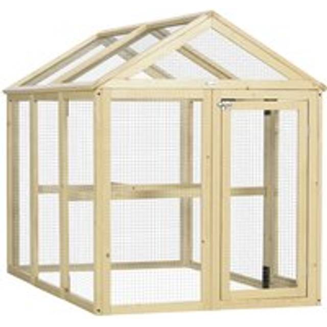 PawHut Large Chicken Run, Wooden Chicken coop, with Combinable Design - Natural Wood Finish