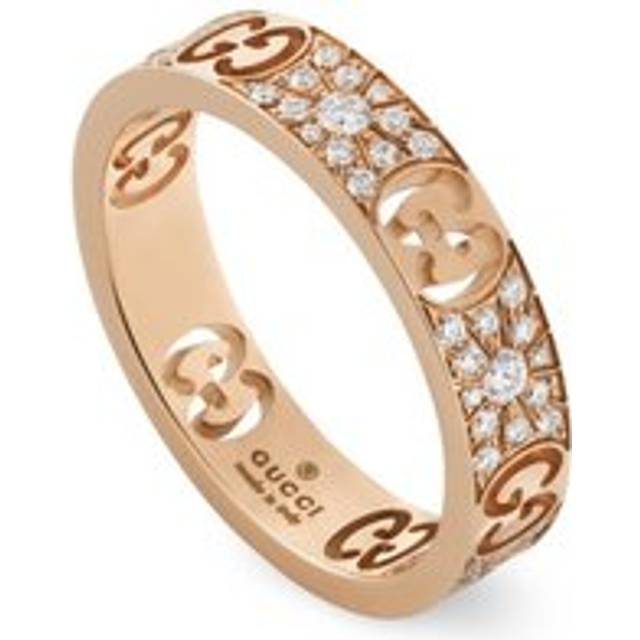 Gucci Icon 18ct Rose Gold Diamond Stardust Band Ring D - O.5