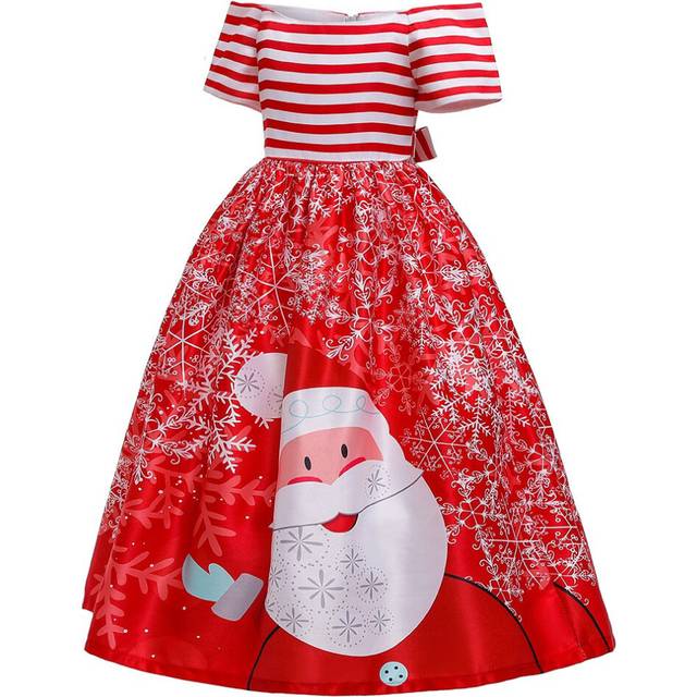 (Style 07, 9-10Years) Kids Girls Christmas Cartoon Print dress Party UK