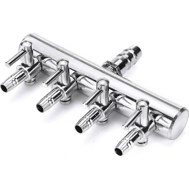 (4 ways) Oxygen Pump Valve Stainless Steel Lever Aquarium Air Flow Control Fish Tank