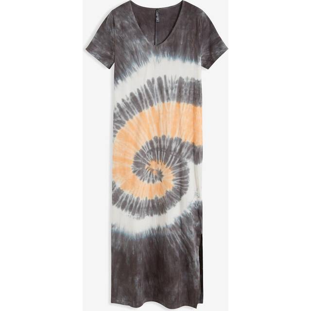 bonprix Tie Dye Maxi Dress - Grey/orange/white