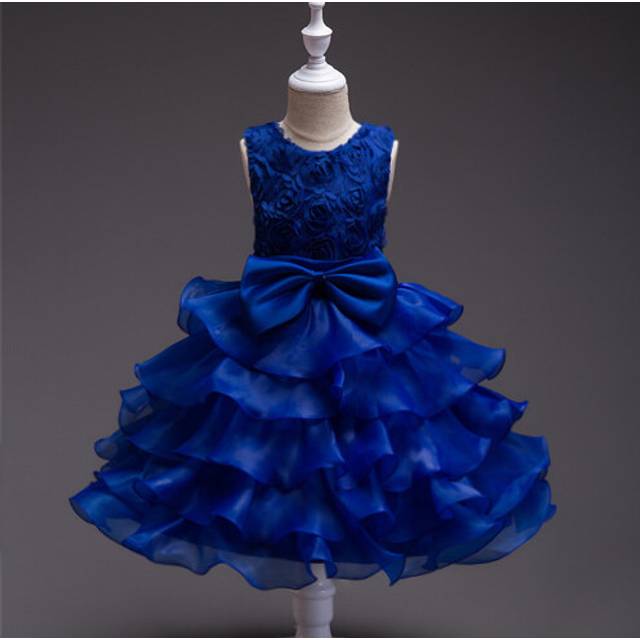 (Dark Blue, 4-5Years) Children Kids Girls Princess Rose dress Party UK