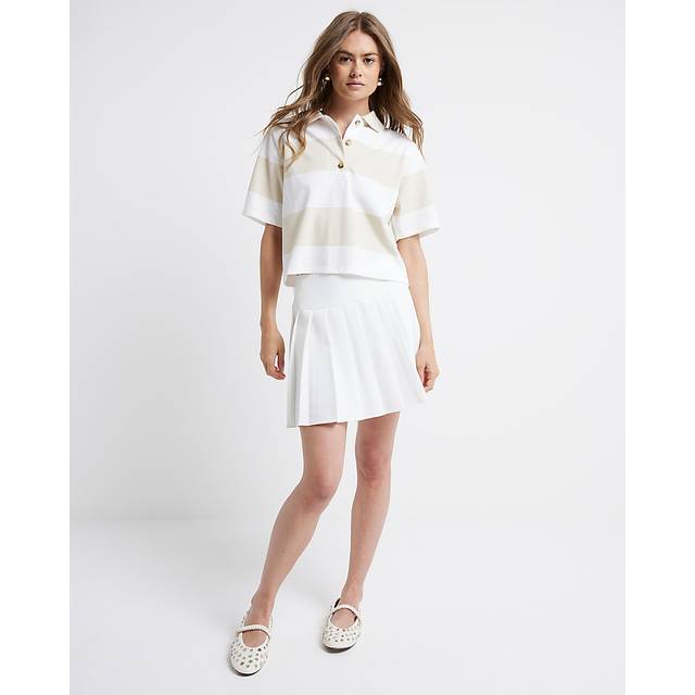 River Island Womens White Pleated Mini Skirt - 18