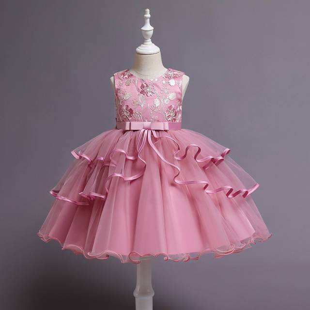 (Pink, 3-4Years) Kids Girls Princess Dresses Bridesmaid Dress UK