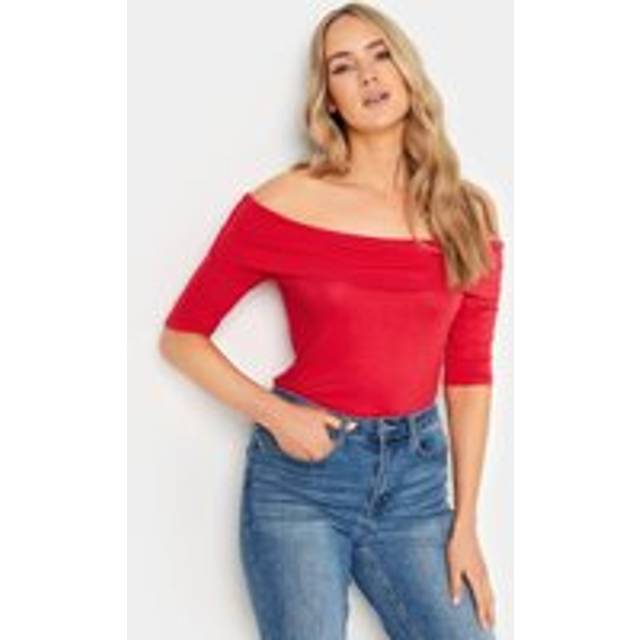 Lts Tall Red Short Sleeve Bardot Top 12 Lts | Tall Women's Day Tops