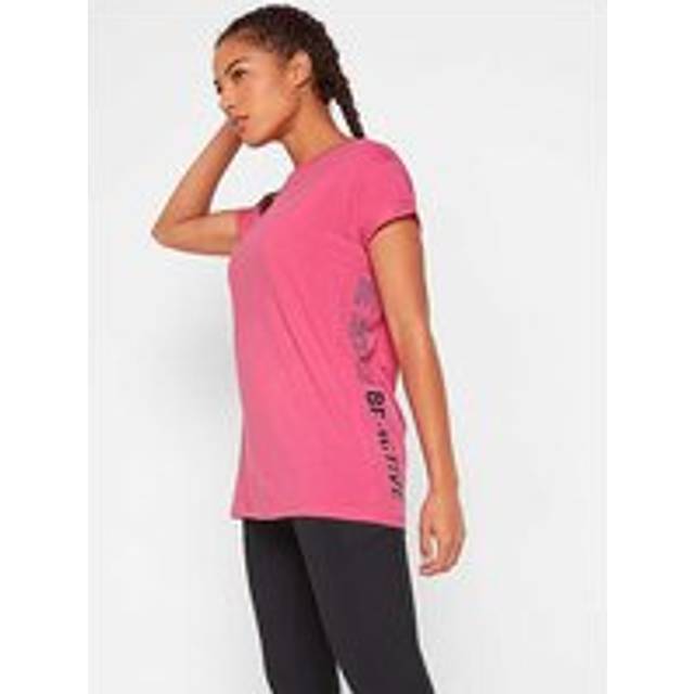 bonprix Short Sleeve Side Print Sports T-Shirt - Pink