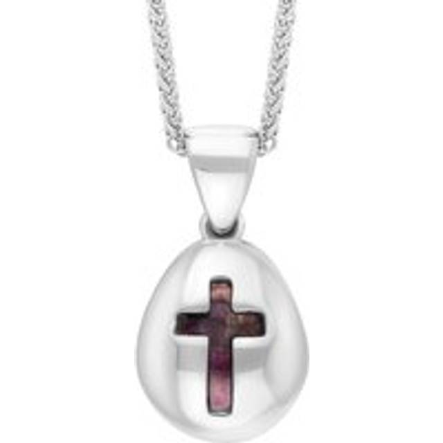 9ct White Gold Blue John Cross Pear Shape Necklace