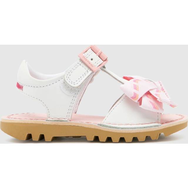 Kickers White & Pink Kick Bow Girls Toddler Sandals