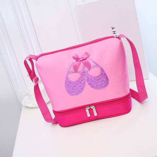 (a-Pink One Size) Girls Pink Ballet Bag Pointe Shoes Paillette Embroidery Cute Dance Bags for Kids Cross Body Canvas Children Dancing BagsAS8629