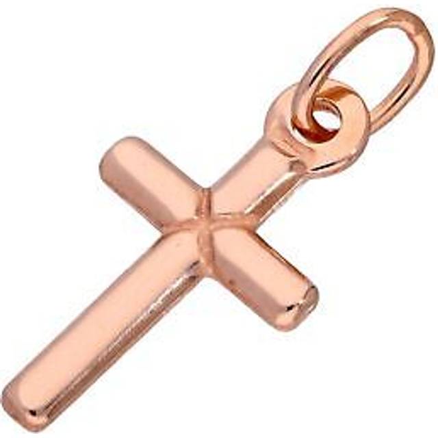 Rose Gold Plated Sterling Silver Small Plain Cross Charm
