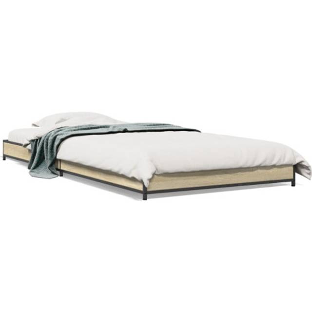 (sonoma oak, 75 x 190 cm/ 14.5 cm) vidaXL Bed Frame Bed Black 180x200 cm Super King Engineered Wood and Metal