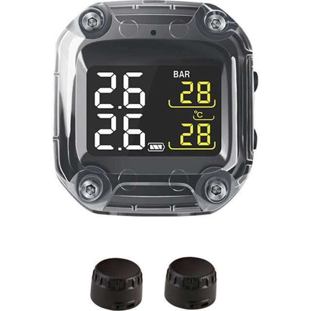Wireless Digital Motorcycle Tire Pressure Gauge Monitoring System Waterproof TPMS with 2 External Sensors