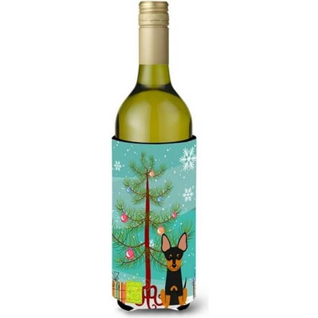 Merry Christmas Tree English Toy Terrier Wine Bottle Beverge Insulator Hugger
