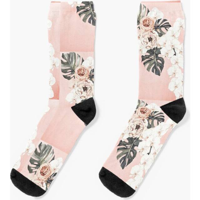 Dress Socks Dusty Rose Floral Novelty Fancy Crazy Pattern Crew Casual for Men Women