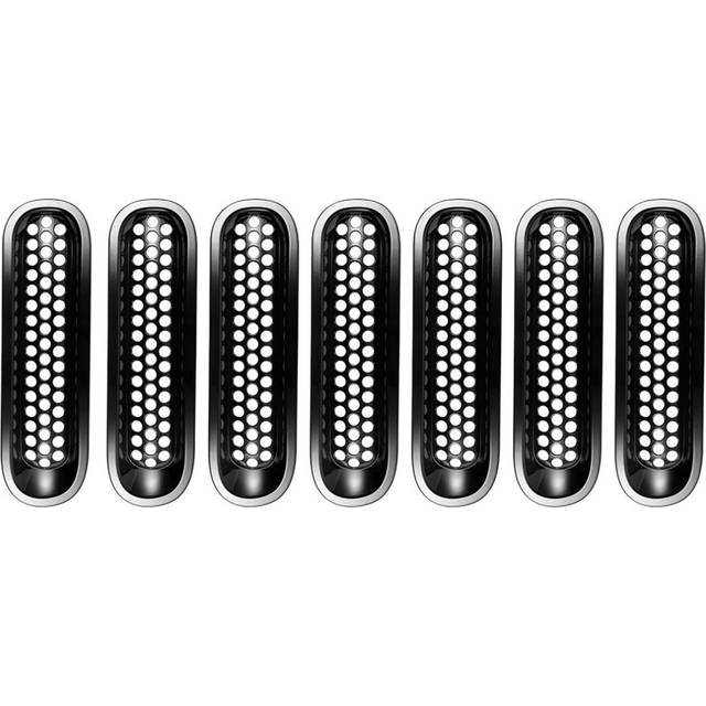 Front Grill Mesh Inserts Clip-in Grille Guard for Wrangler JK JKU Unlimited 2007-2017 Gloss Black