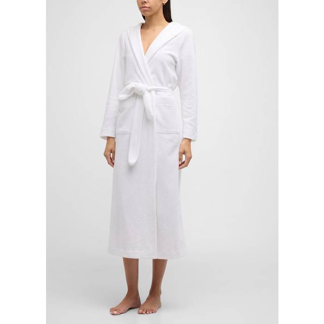 Hooded Plush Long Robe - White - Medium