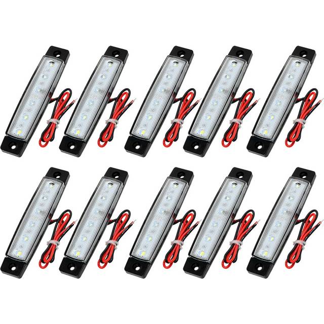 10 x White 12V LED Red Clearance Side Marker Light Indicator Lamp Strip Truck Trailer Lorry