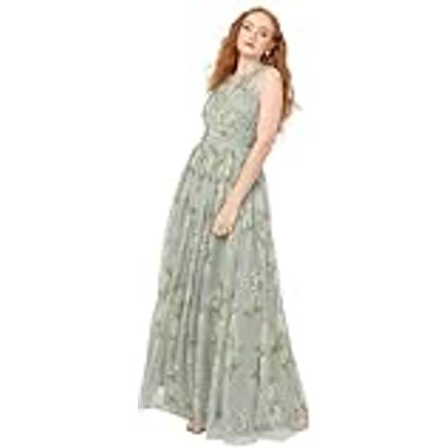 Anaya With Love Open Back Maxi Dress, Sage Floral Print