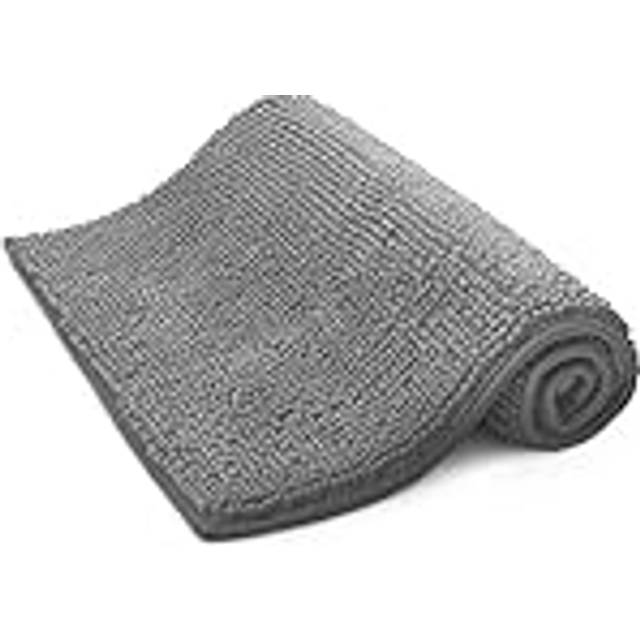 (Light Grey) KEPLIN Non Slip Microfibre Bath & Toilet Mat  Soft, Plush & Comfortable Rug with Machine Washable Design  Water Absorbent