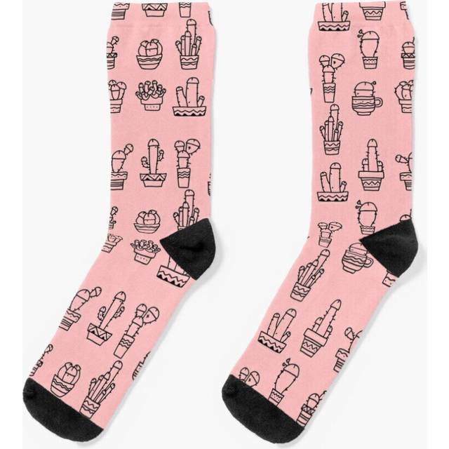 Dress Socks COCK PLANTS CACTUS PINK Novelty Fancy Crazy Pattern Crew Casual for Men Women