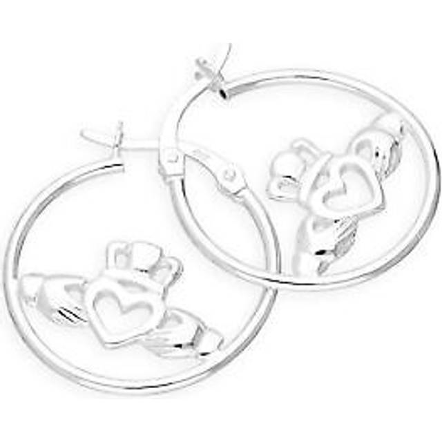Sterling silver hoop earrings w claddagh love valentines romance