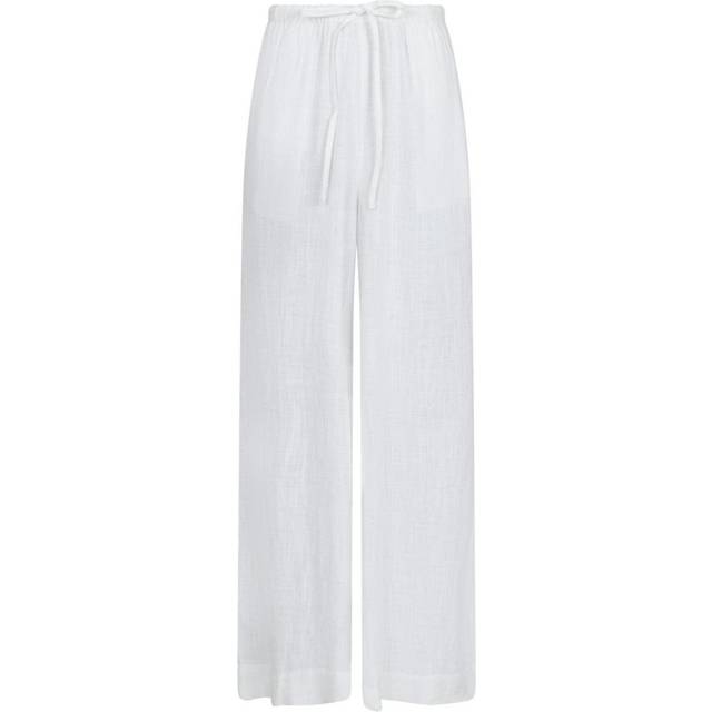 Neo Noir Lissabon Soft Linen Pants Dam Breda Byxor Stl. 38 - Från Magasin - White (38)