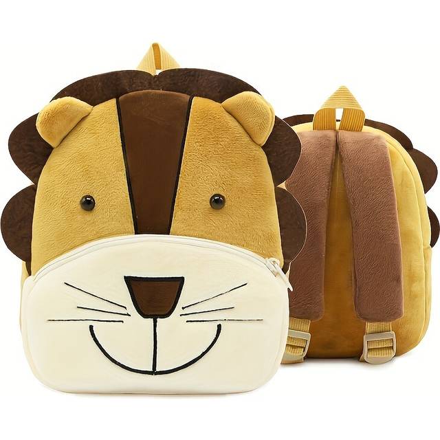 (Lion) Cute Plush Animal Toddler Backpack - Lightweight & Foldable Travel Bag for Boys & Girls - Perfect Gift Idea