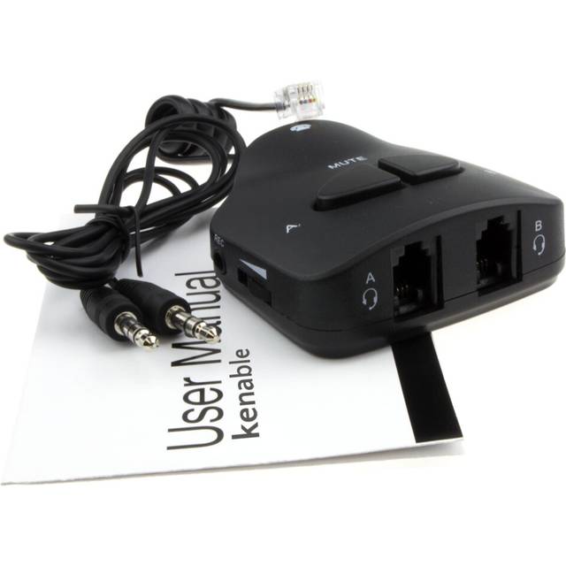 kenable Call Centre Telephone Handset Headset Training Adapter Mute Volume Record