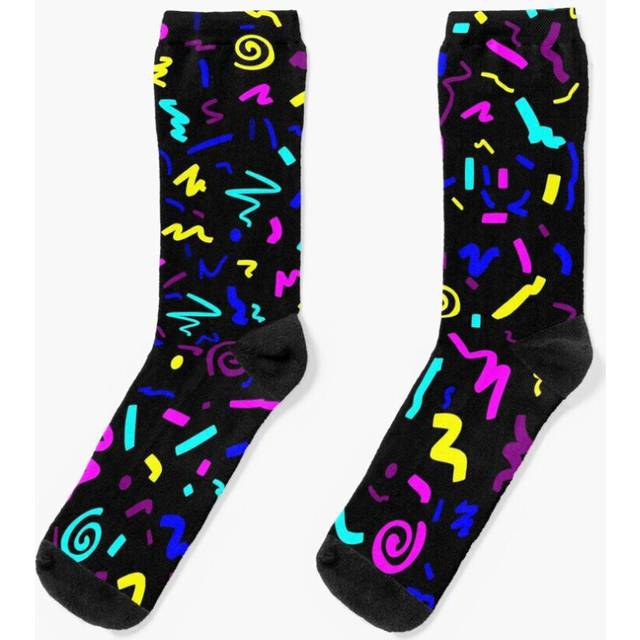 Dress Socks Funky Cool Vintage and Retro 80s Inspired Geometric Shapes Novelty Fancy Crazy Pattern Crew Casual for Men Women