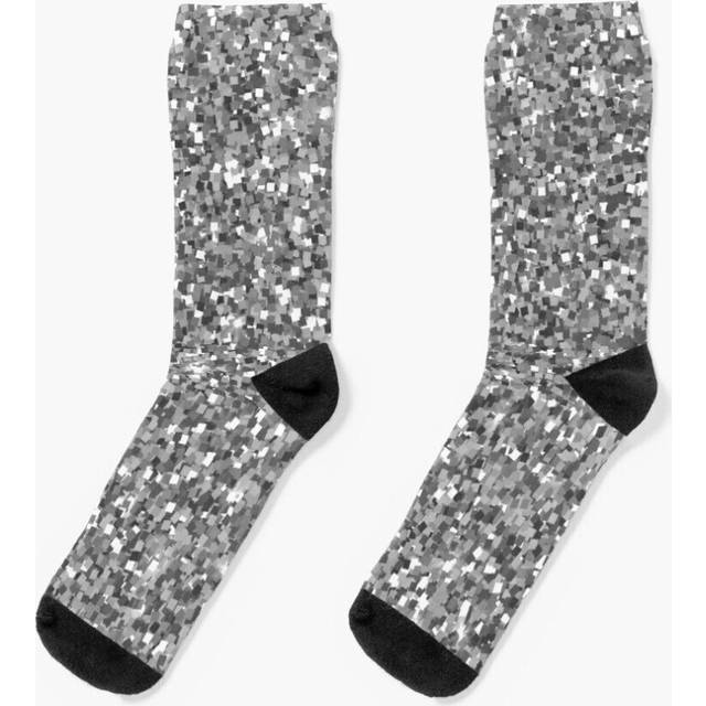 Dress Socks Silver Glitter Art Novelty Fancy Crazy Pattern Crew Casual for Men Women
