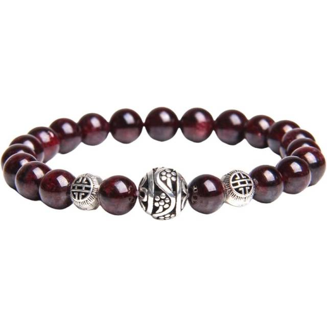 OutFyt Chakra Bracelets For Women, Natural Garnet Stone Bracelet Charm Gemstone Couples Friendship Bracelets Yoga Chakra Stretch Stone Bead Bracelet