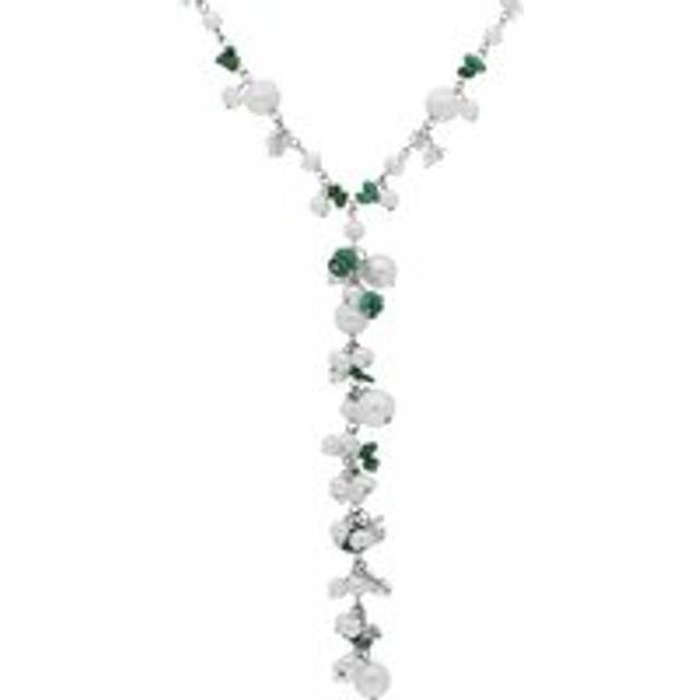 Sterling Silver Freshwater Pearl Turquoise Bead Drop Necklace D