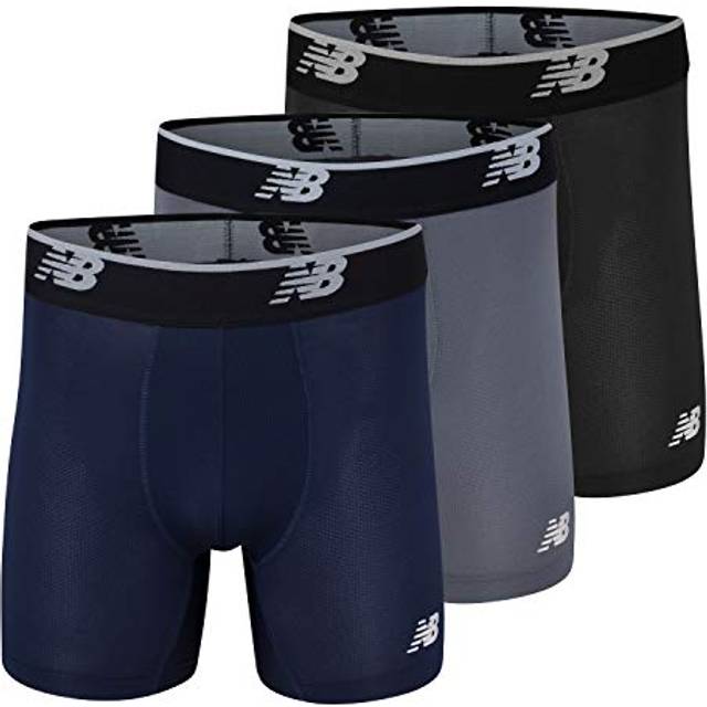 New Balance Mens Mesh 5 No Fly Boxer Brief, Athletic compression Underwear (3-Pack)