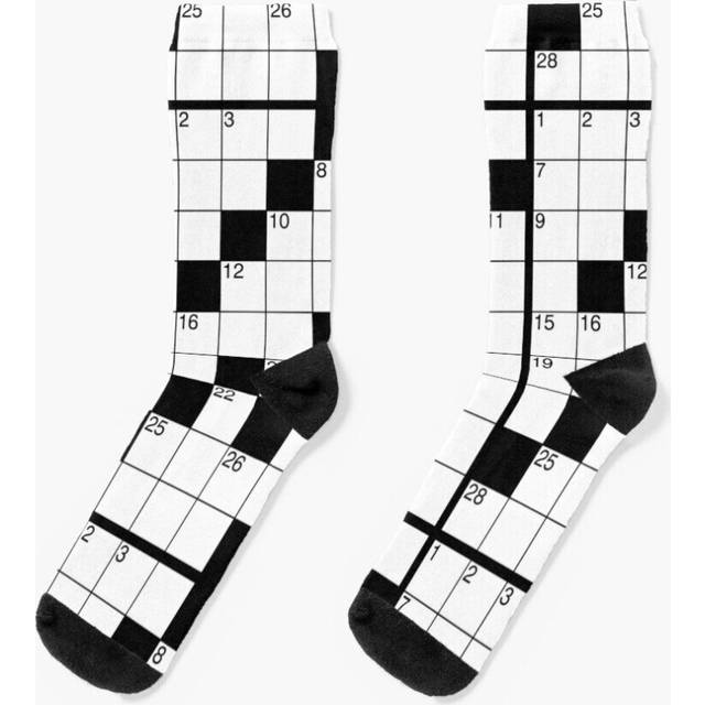 Dress Socks Crossword Puzzle (blank) Novelty Fancy Crazy Pattern Crew Casual for Men Women
