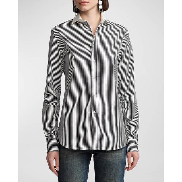 Destry Bengal Striped Button-Down Shirt - BLKWHT - 12