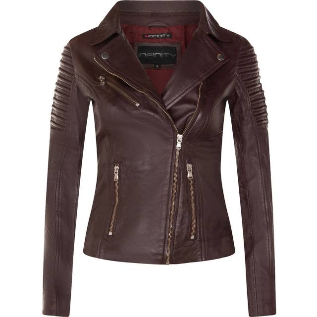 (M) Ladies Burgundy Leather Biker Lamb Gothic Jacket