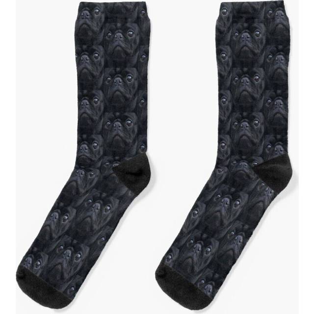 Dress Socks Black Pug Dog Face Novelty Fancy Crazy Pattern Crew Casual for Men Women
