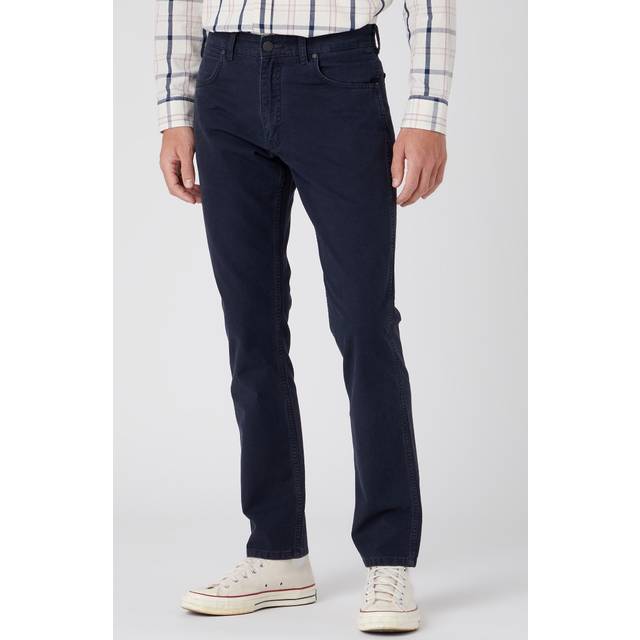 Wrangler mens greensboro jeans straight leg soft fabric chino pants navy blue